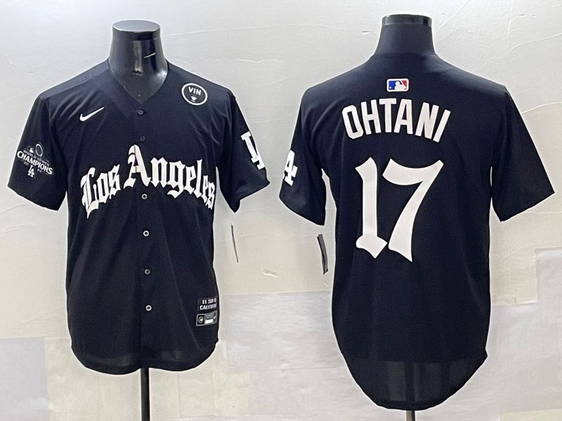 Men Los Angeles Dodgers 17 Ohtani Black Five generations Joint Name 2025 Nike MLB Jersey style 42